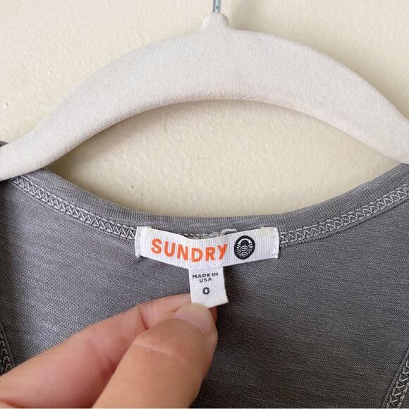 Sundry | Uptown Scrunched Mini Tank Dress Racerback Athleisure Gray Size 0 - Picture 6 of 7